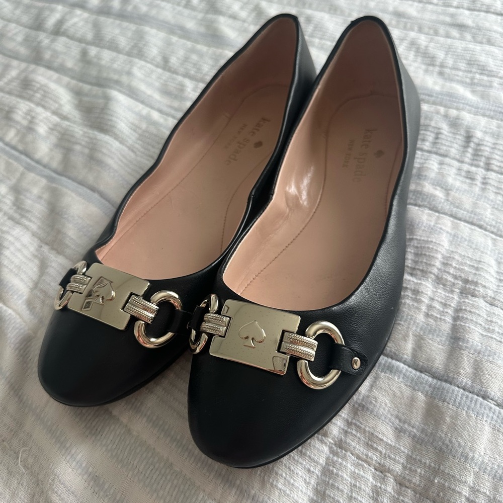Kate Spade Black Flats with Silver Accents